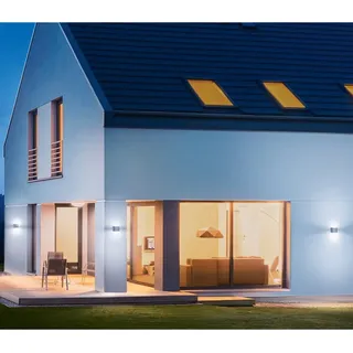 Steinel LED Außenwandleuchte Aluminium 13,4 cm x 11 cm x 11 cm mit Bewegungsmelder Silber