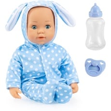 Bild von 93822AD Babypuppe Anna, spricht 24 Babylaute, weicher Körper, Schlafaugen, Schnuller, Flasche, 38 cm, blau