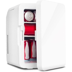 YU YUSING Mini Kühlschrank Kosmetik Kühlbox Warmhaltebox mit Griff mit Kühl- und Heizfunktion Elektrisch Klein 10 L Auto Büro Camping 220V 12V AC DC Weiß