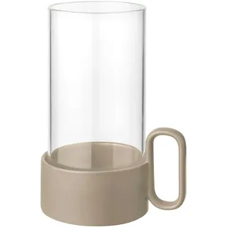 BLOMUS Kerzenhalter "Windlicht YURAGI" aus Steingut und Glas, Höhe ca. 21 cm, nomad