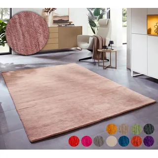 THEKO »Holi« rechteckig 13 mm Höhe Uni-Farben, leicht meliert, reine Wolle, handgewebt mit Knüpfoptik