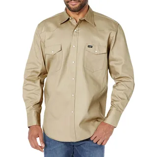 Wrangler Herren Ms70319_x Arbeits Utility Hemden zum Knöpfen, Khaki, L Lang EU