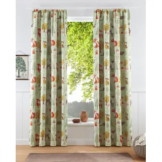 Verdunkelungsvorhang MY HOME "Waldtiere" Gr. 4, bunt (orange, braun, gelbgrün), B:130cm H:245cm, Polyester, Gardinen, Verdunkelungsvorhang, blickdicht, bedruckt, verschiedene Größen, Topseller
