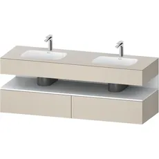 Duravit Qatego Einbauwaschtisch mit Konsolenwaschtischunterbau, 1600x550x600mm, Nische Weiß Matt, Doppelwaschtisch, QA4797018, Farbe: Taupe Supermatt/mit Nischenbeleuchtung