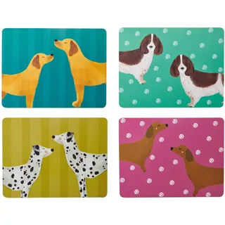 Creative Tops Dog Print Set mit 4 rechteckigen Tischsets mit Korkrückseite Hitzebeständiger, schmutzabweisender Oberflächenschutz bis 120 °C Luxuriös lackierte Oberfläche Leicht abwischbar