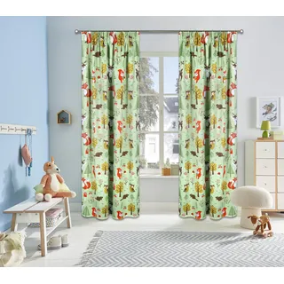 Verdunkelungsvorhang OTTO HOME "Waldtiere" Gr. 1, grün, B:130cm H:145cm, Polyester, Gardinen, Verdunkelungsvorhang, bedruckt, blickdicht, verschiedene Größen, Topseller