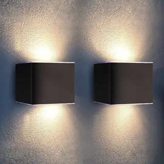 Proxinova Solar Wandleuchte Außen - Wasserdichte Zaun Beleuchtung aus Stahl, Kabellose Garten Beleuchtung, Umgebungslicht Design, Einfache Montage, Sensor Außenleuchte | 2er Pack