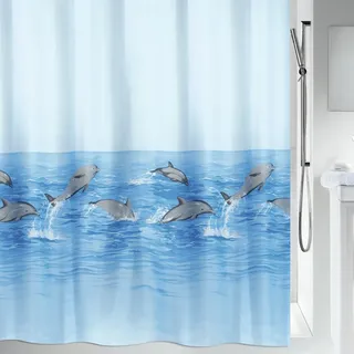 Spirella Duschvorhang Delfine 180 x 200 cm blau