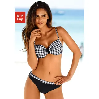 Bügel-Bikini LASCANA, Damen, Gr. 48, Cup B, schwarz-weiß (schwarz, weiß), Polyamid, bedruckt, kariert, Bikini-Sets Bügel-Bikini, im schwarz-weißen Karodruck