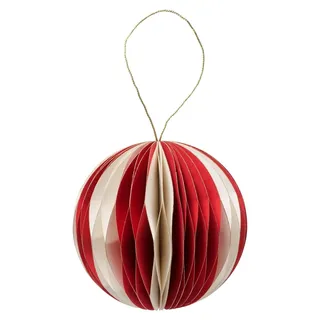 Boltze Home Weihnachtskugel Yorki ø9cm mattrotes weißes Papier - Rot, Weiß