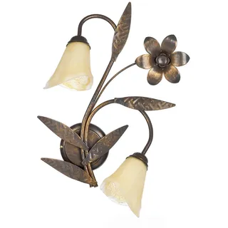 Wandleuchte , Bronzefarben , Metall, Glas , 47x25x35 cm , Lampen & Leuchten, Innenbeleuchtung, Spots & Strahler, Wandstrahler