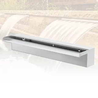 LONGRUNNEW Teich Wasserfallklingen Set, 60 cm Edelstahl Poolfontäne mit Zubehör, Breite 15 cm Auslauf Wasserspiel Wasserfallkaskade für Garten Patio Teichdekoration