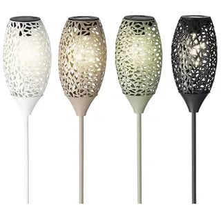 Solar-Micro-LED-Fackel in Warmweiß, ideal zur Beleuchtung Ihrer Räume. Mit Ø11 x 94 cm und 5 LEDs in verschiedenen Farben, bringt sie Stil und Wärme in Ihren Garten. Perfekt zum Ambiente.