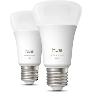 LED Lampe, Philips Hue, A60, E27, 8,1W, 1000-2000k, 1100 Lumen, Dimmbar, Weiß und Farbige Licht, 2er Pack