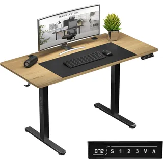 MARK ADLER Leader 7.0 | Höhenverstellbarer Schreibtisch Elektrisch Bürotisch Stehtisch | 120x60 cm | 3 Memory-Steuerung | Memoboard | Schwarz Eiche - Braun