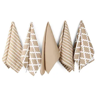 Penguin Home Premium-Geschirrtuch aus 100% Reiner Baumwolle für die Küche, Set mit 5 Küchentüchern, weiche und langlebige Küchentücher, Handtuch-Set, maschinenwaschbar, 65 x 45 cm, Farbe – Beige