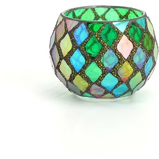 SLIAXINT Mosaik Teelichthalter Glas Grün, 8x10 cm Teelichtgläser Kerzenhalter Teelicht Kerzenglas Buntes Romantischer Kerzenständer für Tisch Party Wohnzimmer Hochzeit Heimdekoratio