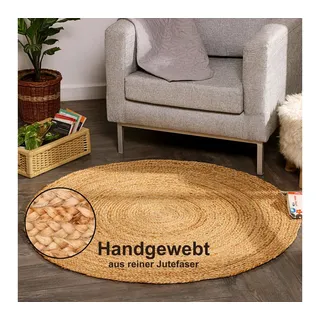 Myflair Möbel & Accessoires Teppich »Lola« rund 10 mm Höhe Juteteppich, Wendeteppich, handgeflochten, 100% Naturfaser, Boho-Style,