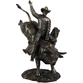 Ebros Rustikale Western-Statue Rodeo-Bull-Reiter, Cowboy auf Bucking Bull, 26,7 cm hoch, Kunstharz, Alte Welt, Wilder Westen, Rinder, Stier, reitend, Cowboys, Thema, Akzentfigur