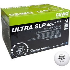 GEWO Ultra SLP Tischtennisbälle - 3 Sterne Tischtennis-Ball aus Plastik 40+ ohne Naht - ITTF-zertifizierte Wettkampf Bälle - 72 hochwertige Profi-Tischtennisbälle weiß, 40+mm Durchmesser
