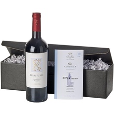Wein-Geschenkset "Dunkle Verführung Primitivo" | 1 Flasche italienischern Rotwein und 1 tafel Dolfin Edelvollmilchschokolade