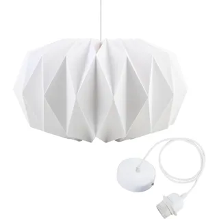 Papierlampenschirm Origami Mit Lampenaufhängung Baldachin Lampe und Kabel | Papier Lampshade für Design Moderner Kunstdekor Wohnzimmer Esszimmer Schlafzimmer Bibliothek (Weiß)