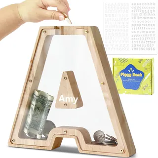 DBPBToU Spardose Kinder Holz Buchstaben Spardose (A)