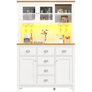Flieks Küchenschrank 104x40x180Cm LED 4 Türen Landhausstil , Weiß , Holzwerkstoff , 104x180x40 cm , Küchen, Küchenmöbel, Küchenschränke, Geräteumbauschränke