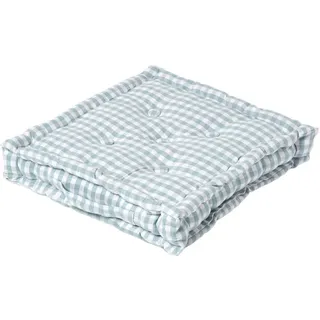 Homescapes Sitzkissen blau kariert 50/50/10 cm – Bodenkissen Vichy-Karo , Textil , Kariert , Füllung: Polyester , Quadratisch , 50x10x50 cm , Oeko-Tex® Standard 100 , Heimtextilien, Wohntextilien, Kissen