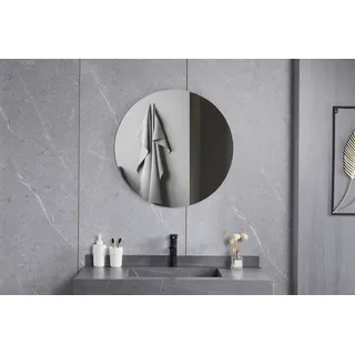 Runder rahmenloser Wandspiegel mit 100 cm Durchmesser, inklusive Montageset - Weiß