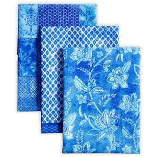 Maison d'Hermine Küchenhandtücher, 3er-Set, 100% Baumwolle, 70 x 50 cm, wiederverwendbar, saugfähig, mit Aufhängeschlaufe, ideal für Küche und Esszimmer,Muttertagsgeschenke - Indigo Love