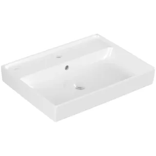 Villeroy & Boch Collaro Waschtisch, 1 Hahnloch, mit Überlauf, Unterseite geschliffen, 600x470mm, 4A336G01, Farbe: weiß-alpin