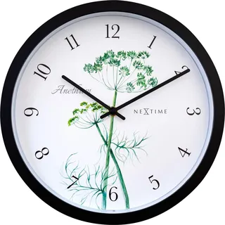 NeXtime Wanduhr Anethium Kunststoff schwarz Ø 30,5 cm Innen/Außen Gartenuhr - Schwarz