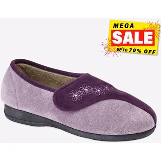 Sleepers Gemma Memory Foam Damen Bequem Komfort Hausschuhe Lila