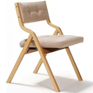 Clevich Gepolsterte Klappstühle, aus Gepolsterten Klappstühlen aus Holz, Tragbare Sitzmöbel zum Selbstaufbau, Geeignet für Gäste, Küchen, Büros, Hochzeiten und Partys (1pc, Beige)