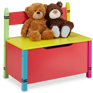Relaxdays Kindersitzbank mit Stauraum 54,5 x 60 x 35 cm MDF mehrfarbig