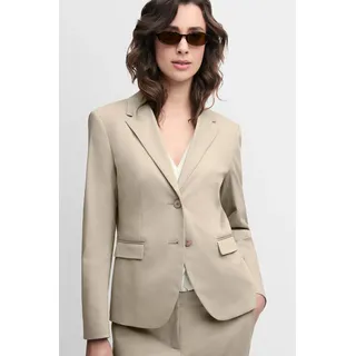 Jackenblazer CINQUE "CILARNI", Damen, Gr. 40, beige, Web, Obermaterial: 64% Baumwolle, 33% Polyester, 3% Elasthan, slim fit hüftlang, V-Ausschnitt, abgesteppte Kante, Blazer Jackenblazer, Reverskragen, Slim-Fit, Pattentaschen
