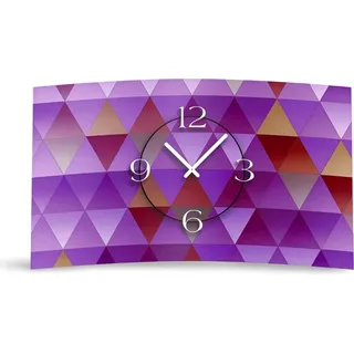Digital Designer Art Dreiecke violet Designer Wanduhr abstrakt modernes Wanduhren Design leise kein ticken DIXTIME 3D-0411 - Rot