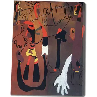 Joan Miro《Schneckenfrau》Bilder Kunstdrucke Mit Rahmen HD Leinwanddruck Wandkunst Leinwand Malerei Poster Zuhause Wohnzimmer Schlafzimmer Dekorationen(35x45cm_14x17in,Gerahmt)