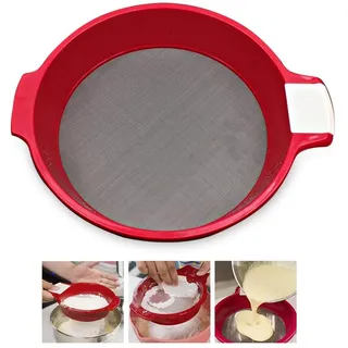 KOBWA Mehlsieb, Edelstahl, feinmaschiges Sieb, Siebpfanne, Lebensmittel, Tee, Zucker, Mehl, Siebe für Küche, Zuhause, 21,6 x 17 cm