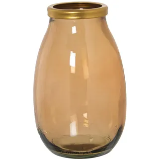 Recycelte Videovase in Braun mit Goldener Kante, 18 x 28 cm, Öffnung 9 cm