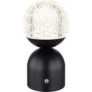 Tischlampe kabellos mit Akku Touch Dimmer Kristall Tischleuchte Schwarz Dimmbar - Schwarz