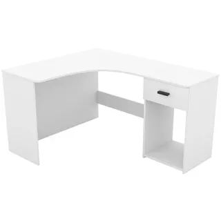 Feldmann-Wohnen Eckschreibtisch Cheb weiß 155 / 125 / 75cm , Holz , Rechteckig,Rechteckig , 155x75x125 cm , Büromöbel, Schreibtische, Eckschreibtische