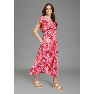 Neun Monate Umstandskleid "Langes Schwangerschafts- und Still-Kleid" Ohne Taschen Jersey-Kleid für Schwangerschaft und Stillzeit, rot geblümt