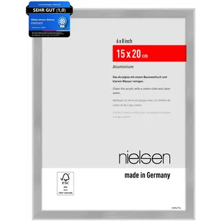 nielsen Bilderrahmen, 15 x 20 cm, Aluminium, Silber matt, Fotorahmen zum Auftstellen im Hoch- & Querformat, bruchsicheres Kunstglas, Atlanta