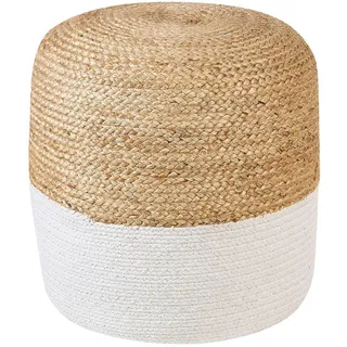 Beliani Pouf Dalama 46/46/48 cm , Naturfarben, Weiß , Naturmaterialen , Rund , 46x48x46 cm , Wohnzimmer, Sessel, Hocker & Hockerbänke, Poufs