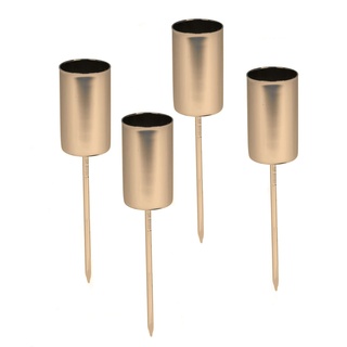 Kerzenpick für Tafelkerzen 4er Set - Gold glänzend - Kerzenhalter für Stabkerzen - Kerzen Stecker für Advents und Weihnachts Gesteck