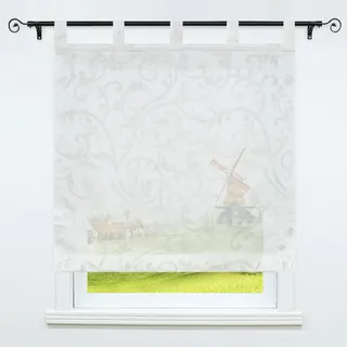 CORLIF Raffrollo Ausbrenner Transparente Raffgardine mit Schlaufen Schlaufenrollo Gardinen Modern Weiß BxH 60x150 cm 1 Stück