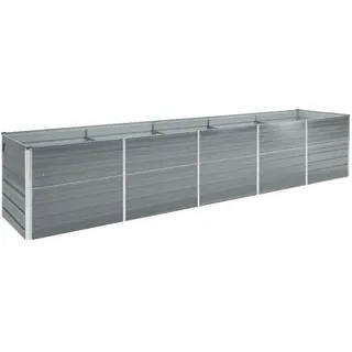 vidaXL Garten-Hochbeet Verzinkter Stahl 400/80/77 Cm Grau , Metall , Rechteckig , 400x77x80 cm , Gartenzubehör, Hochbeete