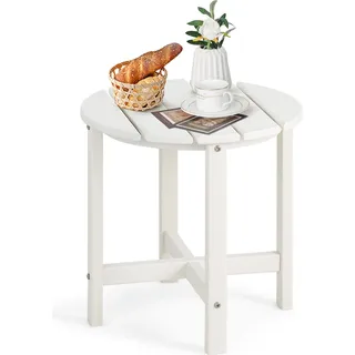 COSTWAY Beistelltisch wetterfest, Gartentisch klein UV-beständig, Balkontisch 46x46x46cm Weiß - Weiß